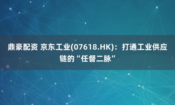 鼎豪配资 京东工业(07618.HK)：打通工业供应链的“任督二脉”